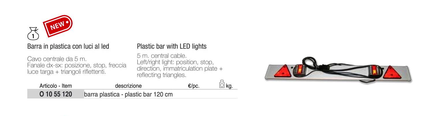 Bara spate cu lumina led pentru trailer/peridoc L120cm